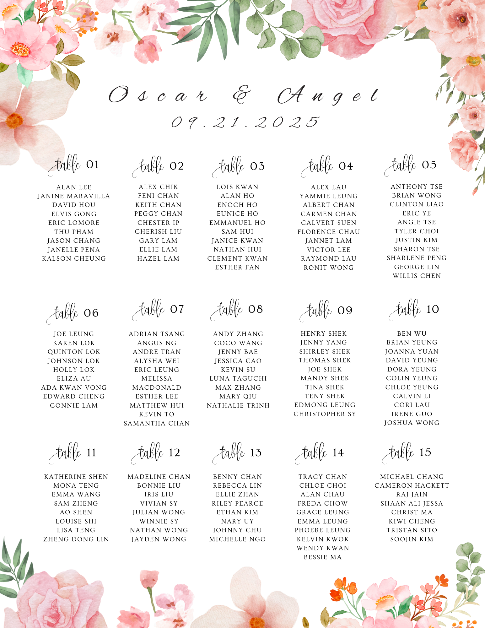 Full seating chart